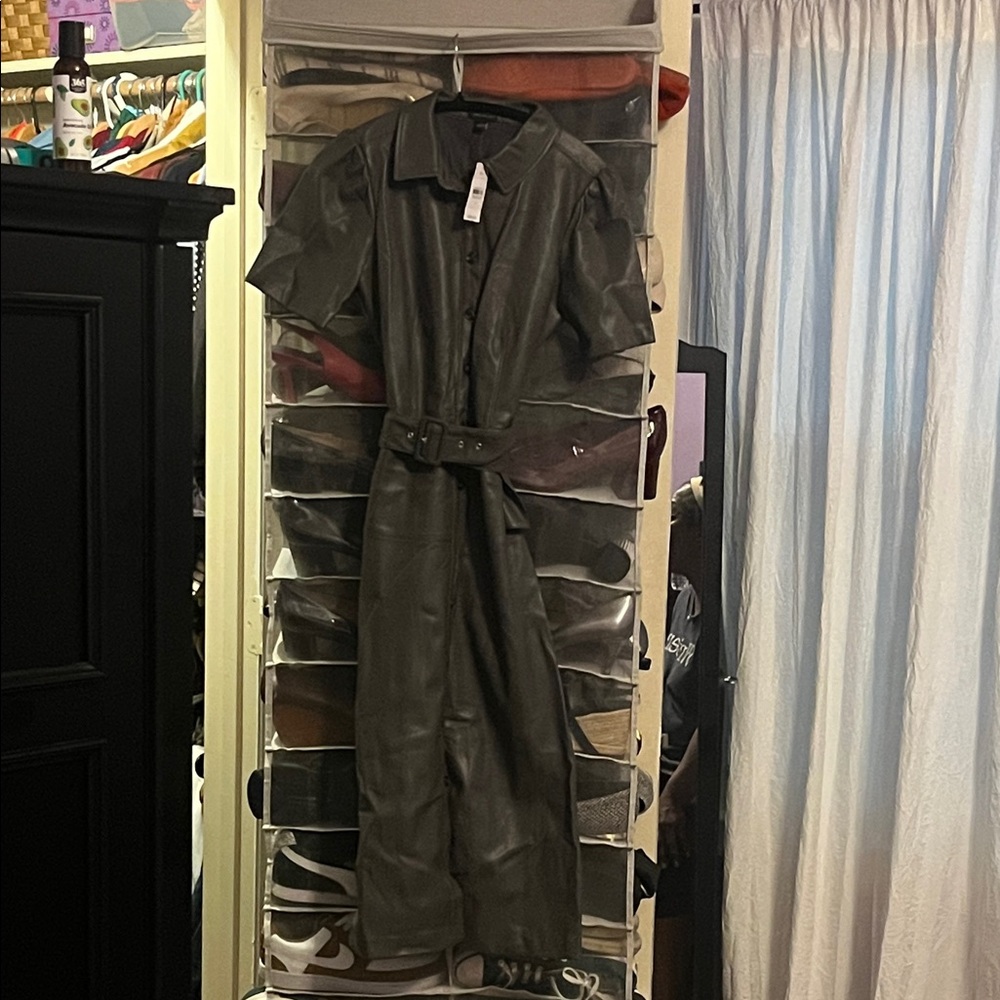 Dark grey leather dress